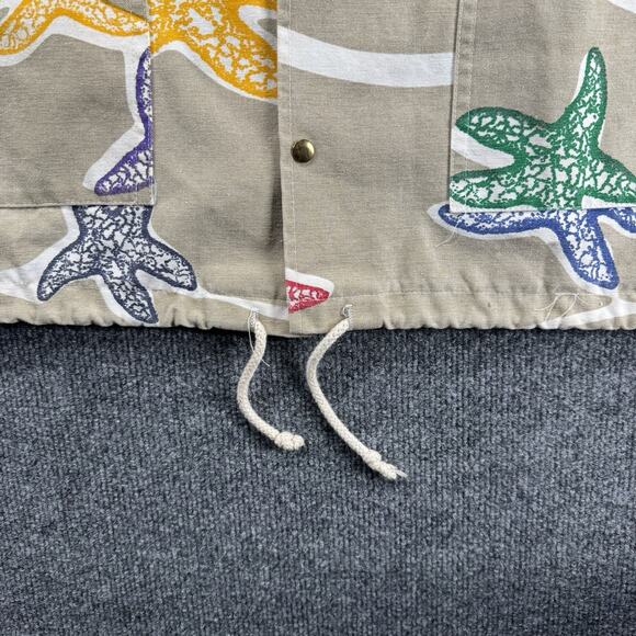 Vtg Michigan Rag & Co Tan Rainbow Starfish Canvas Hoodie Jacket Sz S M Oversized - Picture 7 of 8